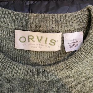 Orvis Wool Sweater Made in Scotland. Heather Green
